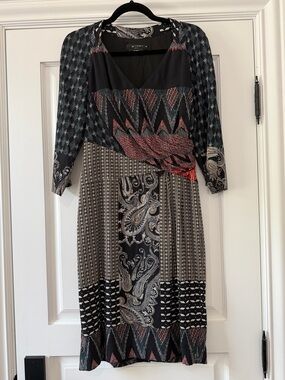 Etro Mixed Pattern Silk Midi Dress - Size 46 - EUC
